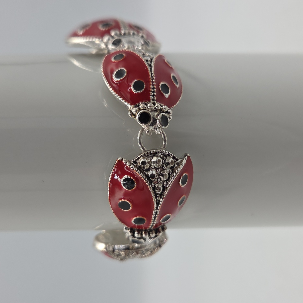 Elegant Ladybug Silver Bracelet - Picture 2 of 4